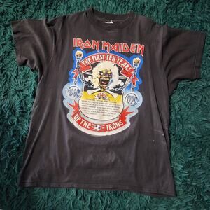 Vintage 1990 Iron Maiden First Ten Years Tour Shirt Eddie Graphic Tee 23x28